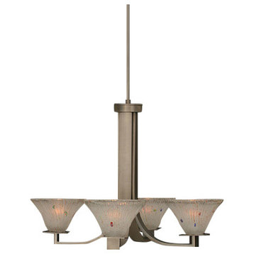 Apollo 4 Light Chandelier In Graphite, 7" Frosted Crystal Glass