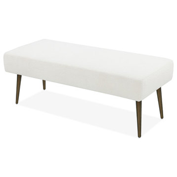Pangea Home Avah 17" Modern Fabric Upholstered Bench in White