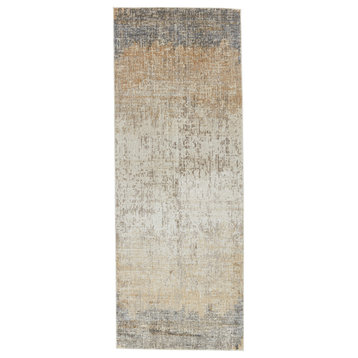 Vibe Akari Abstract Gray and Light Tan Area Rug, 3'x8'