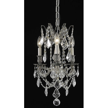 Rosalia 3 Light Pendant in Pewter with Clear Royal Cut Crystal
