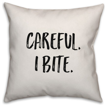 Careful, I Bite, Throw Pillow Cover, 18"x18"