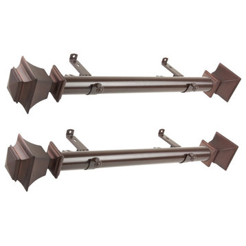 Bach 1.5" dia. Side Curtain Rod 12-20 inch long (Set of 2), Cocoa
