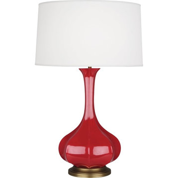 Robert Abbey Pike Brass Accent TL Pike 32" Vase Table Lamp - Ruby Red
