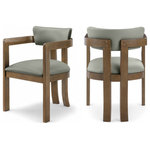 Meridian Furniture - Lavrin Upholstered Dining Arm Chair, Olive, Vegan Leather, Walnut, Set of 2 - Indulge in the allure of the Olive Lavrin Dining Arm Chair by Meridian Furniture. Its captivating design and luxurious Olive elevate any space with effortless elegance. Crafted with precision and durability in mind, this stunning piece becomes the focal point of gatherings, fostering moments of connection and warmth. Embrace sophistication and style with the Lavrin Dining Arm Chair, a testament to exquisite taste and timeless beauty.