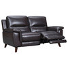 Armen Living Lizette 65" Leather Power Recliner Loveseat with USB in Brown