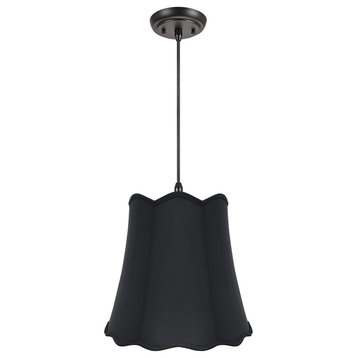 Aspen Creative 74063-11, 2-Light Fabric Lamp Shade Hanging Pendant, Black