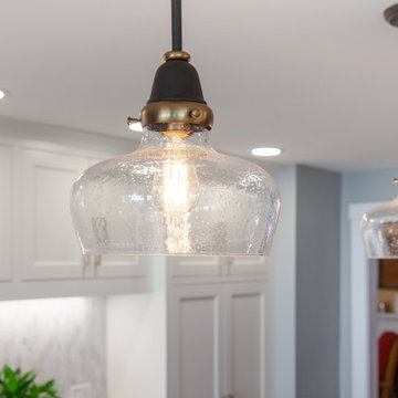 Glass Pendant Lighting Over Kitchen Island – Hamilton MA