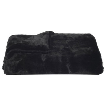Safavieh Faux Mink Fur Throw Blanket in Onyx