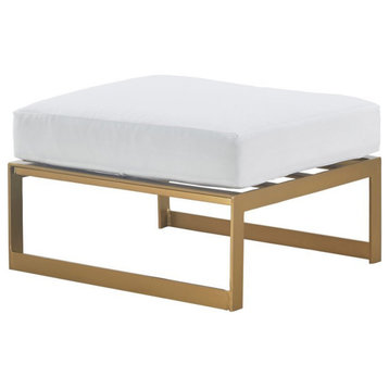 Elle Decor Mirabelle Outdoor Ottoman in White and French Gold