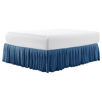 Diamond Square 18" Bed Skirt, Blue, Queen