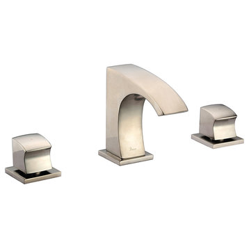Dawn 3-Hole, 2-Square Handle Widespread Faucet, Brushed Nickel, Pop Up Drain