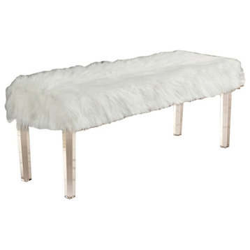 Best Master Furniture Cyrus 48" Wood Accent Bench with Acrylic Legs in White