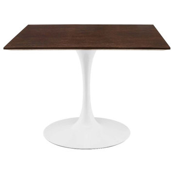 Modway Lippa 39.5" Modern Wood Square Dining Table in White & Cherry