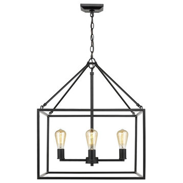 Chandelier 4 Light Steel in Sturdy style - 28 Inches high by 21 Inches
