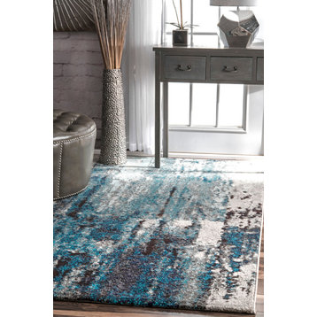 Winter Abstract Area Rug, Blue, 3'x5'