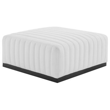 Conjure Channel Tufted Upholstered Ottoman, Black White