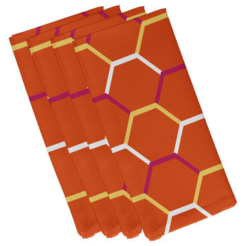 22"x22" Cool Shades, Geometric Print Napkin, Orange, Set of 4