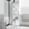 Swing Shower Door with Palm & Bird Design, Semi-Private, 24"x75" Inches, Left