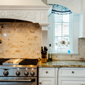 White Kitchen with Blue China Hutch