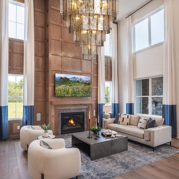 Modern Tiered Smoke Glass Chandelier for Double-Height Interiors