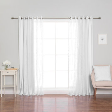 Rose Sheers & Blackout Curtains, White, 52"x84"