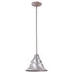 Craftmade - Craftmade Union 7" Outdoor Hanging Light in Satin Aluminum - This outdoor hanging light from Craftmade is a part of the Union collection and comes in a satin aluminum finish. Light measures 8" wide x 7" high.  Uses one standard bulb.  Damp Rated. Can be used in humid environments like bathrooms or covered outdoor areas.  This light requires 1 , . Watt Bulbs (Not Included) UL Certified.