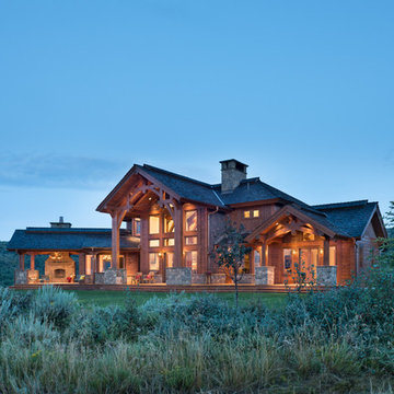Wyoming Timber Frame Home: The Afton Residence - Back Deck