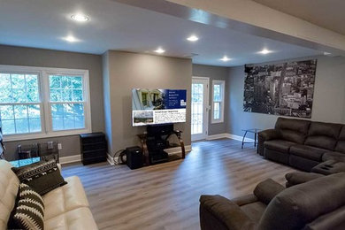 Example of a minimalist home theater design in Atlanta