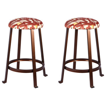 Round Backless Metal Bar Stool, Set of 2