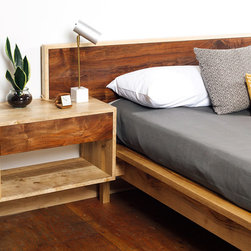DL Bed: Floating bed side table with drawer and book cubby - Platform Beds