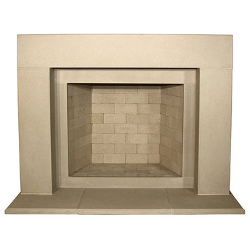 Elemental Cast Stone Fireplace Mantel, Buff