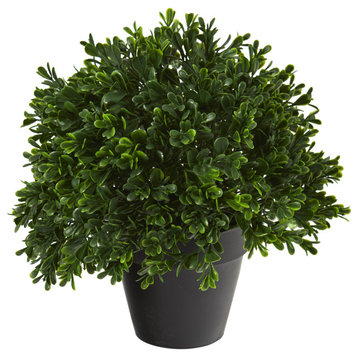 10" Boxwood Topiary Artificial Plant UV Resistant, Indoor/Outdoor