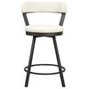 Benzara BM219933 Leather Counter Height Chair, Metal Slanted Legs, S/2,  White