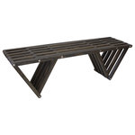 GloDea/XQuare - Moder Design Wood Bench, Made in America by GloDea 54", Distressed Black - The Modern design Bench 60 is made in America using premium pine. This backless bench is a sturdy design that highlights an inventive look, as can be seen in its slatted top and triangular legs. While durable enough to withstand the elements, it can be used almost anywhere.