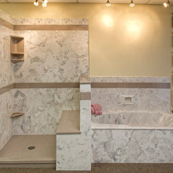 Engineered Marble & Granite Shower with Bench Seat and Tub - Bath Products