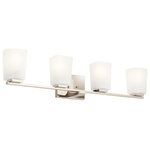Kichler Lighting - Kichler Lighting 55018PN Roehm - Four Light Bath Vanity - If your bathroom features pure white cabinetry, coRoehm Four Light Bat Polished Nickel Sati *UL Approved: YES Energy Star Qualified: YES ADA Certified: n/a  *Number of Lights: Lamp: 4-*Wattage:75w A19 bulb(s) *Bulb Included:No *Bulb Type:A19 *Finish Type:Polished Nickel