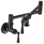 Moen - Moen Two-Handle Kitchen Faucet, Matte Black - The pot filler is the ultimate epicurean luxury, ensuring convenient flow control over a cooktop. Dual joints allow for maximum reach, and dual shut-off valves mean never reaching over a hot surface to turn it off. Choose from traditional or modern styles to coordinate with your decor.