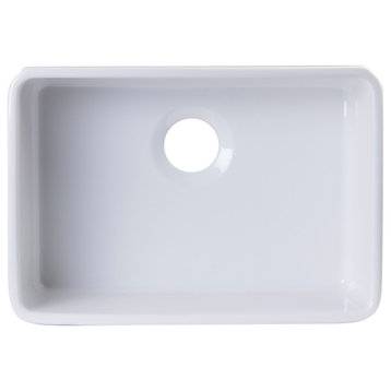 ALFI brand AB503UM-W 24 Inch White Single Bowl Fireclay Undermount Sink