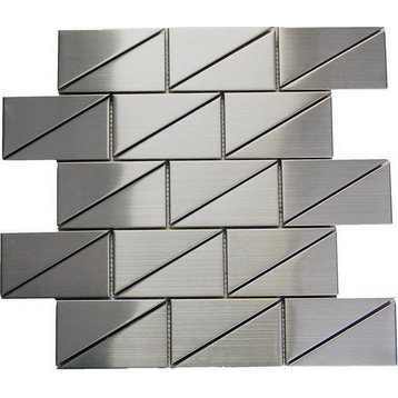 Oddysey Stainless Steel Mosaic Tile, 12"x12", Set of 10
