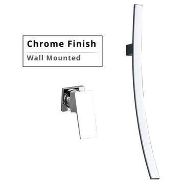 Black/Chrome/Brushed Nickel Wall/Deck Mounted Basin Faucet, Chrome, Wall Mounted