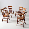 Consigned, Antique Plank Seat Dining Chairs Set of 6