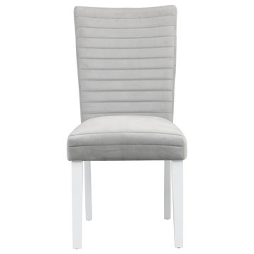 ACME Elizaveta Side Chair, Set of 2, Gray Velvet, Faux Diamond, White High Gloss