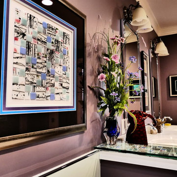 Spring Birch Tree Garden Glass Tile Accents in Bathroom