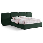 Meridian Furniture - Shiloh Boucle Fabric Upholstered Bed, Green, King - Turn your bedroom into a serene retreat with the exquisite Shiloh Boucle Fabric King Bed. The headboard boasts a stunning art deco design that exudes sophistication and luxury, elevating the ambiance of any space. The plush boucle fabric has a rich Green green tone that is not only visually appealing but also provides a soft and comfortable touch, adding an element of elegance and refinement to your room. With this bed, you can indulge in a resort-like experience right in the comfort of your own home.