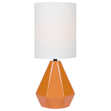 Mason Mini Table Lamp in Orange Ceramic with White Linen Shade E27 A 60W