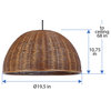 Handwoven Wicker Dome Pendant Light, Brown