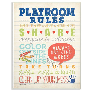 Stupell Industries Playroom Rules Notebook Paper, 13 x 19