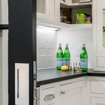 Walk-in pantry pocket glass doors