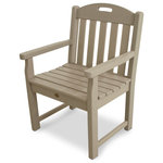 Polywood - Trex Outdoor Furniture Yacht Club Garden Arm Chair, Sand Castle - Whether used as a companion to one of the Yacht Club dining tables or grouped to create a cozy sitting area, the stylish Trex Outdoor Furniture Yacht Club Garden Arm Chair is as comfortable as it is charming. And since it's available in a variety of attractive, fade-resistant colors that coordinate perfectly with your Trex deck, it's sure to add beauty to your outdoor dining and entertaining space. Made in the USA and backed by a 20-year warranty, this eco-friendly chair is built for performance, durability and good looks. It's constructed of solid HDPE recycled lumber so it is also extremely low-maintenance. It's resistant to weather, food and beverage stains, and environmental stresses. And unlike traditional wood furniture, this chair won't rot, crack or splinter and you'll never have to paint or stain it.