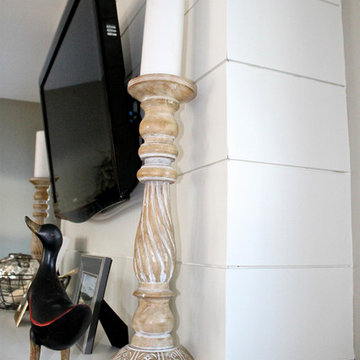 Shiplap Fireplace with Reclaimed Mantle
